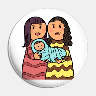 Happy Young Lesbian Family Pin