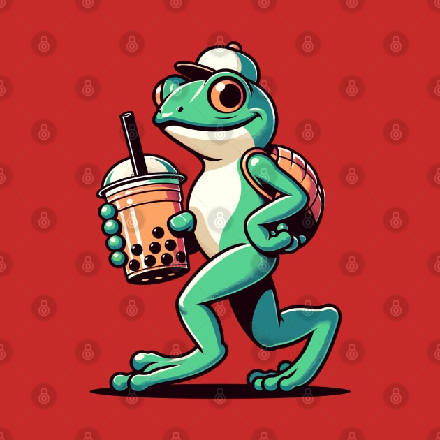 Funny frog with bubble tea by Art_Boys