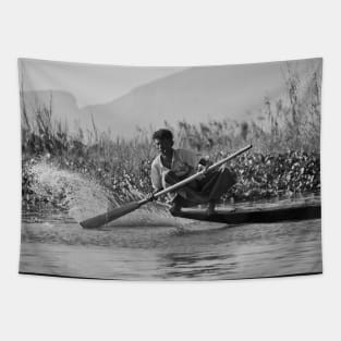 Fisherman in Inle Lake, Myanmar Tapestry