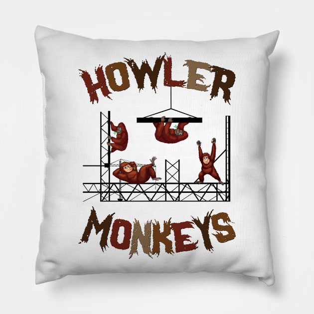 Howler Monkeys Pillow by Scaffoldmob