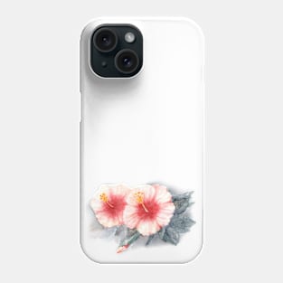 Hibiscus Rose of Sharon. Watercolor illustration. Phone Case