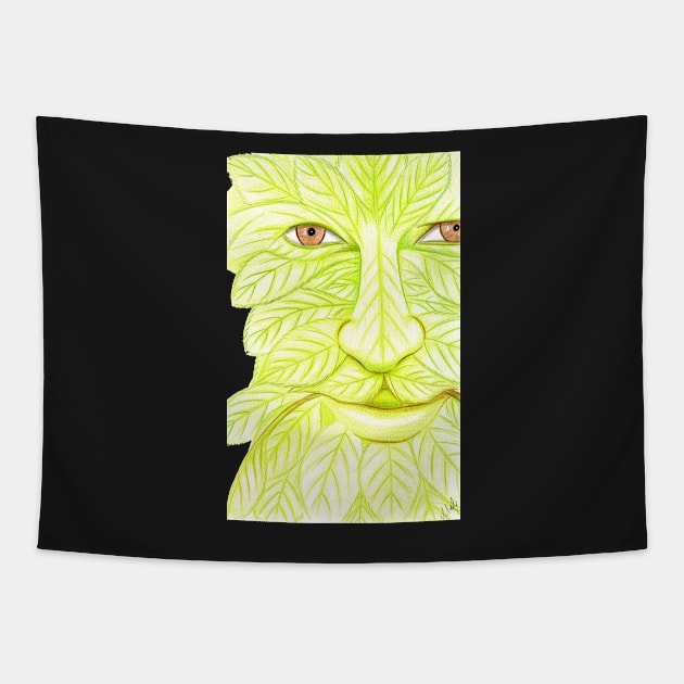 Man of the Forest, Green Man- Light Purple Tapestry by EarthSoul