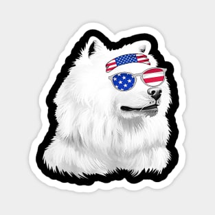 American Eskimo Dog Usa American Flag Magnet