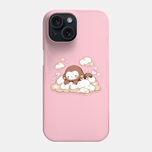 Sleepy Cute Monkey Baby In The Clouds Phone Case