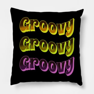 Vintage Retro 1970 Groovy Vibes Pillow