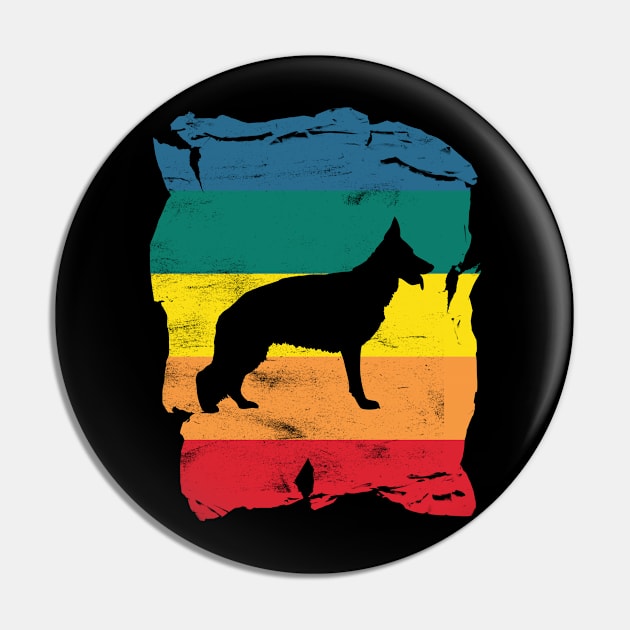 German Shepherd Dog Distressed Vintage Retro Silhouette Pin by DoggyStyles