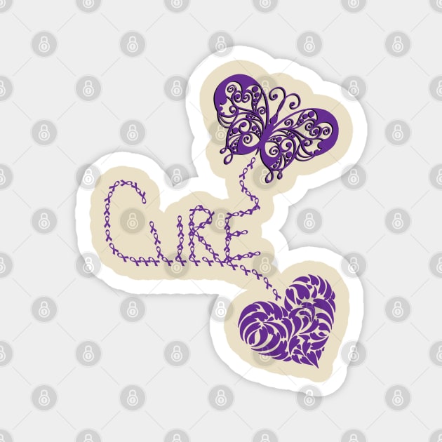 Lupus Awareness Gift Cure Fighter Survivor Purple Ribbon Cure Gifts Magnet by tamdevo1
