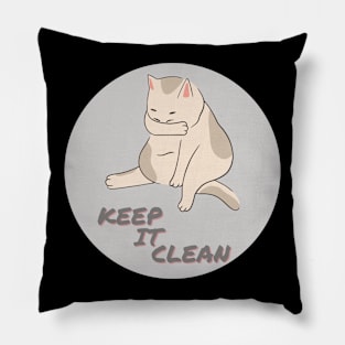 Keep It Clean Kitty Cat Pillow