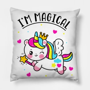 Magical Cute Chibi Unicorn Girl Pillow