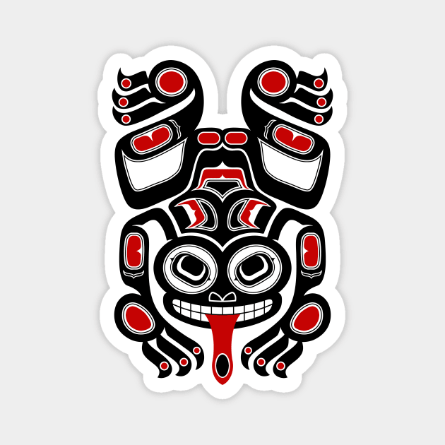 Red and Black Haida Spirit Tree Frog Magnet by jeffbartels