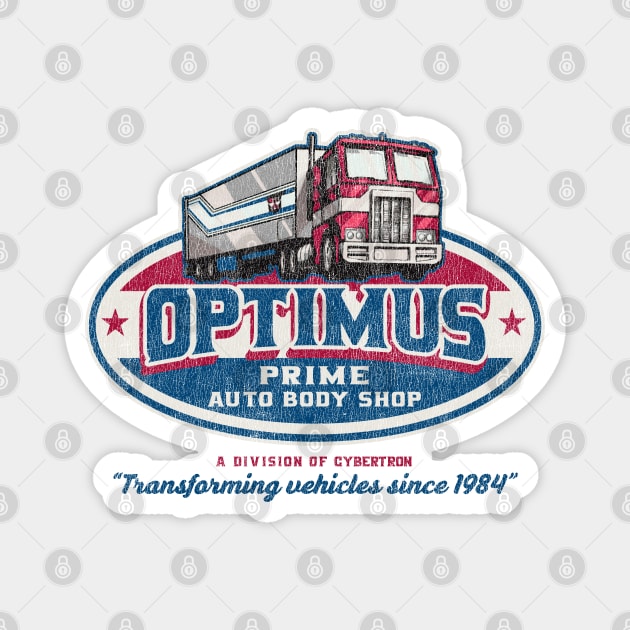 Optimus Prime Auto Body Shop Worn Magnet by Alema Art