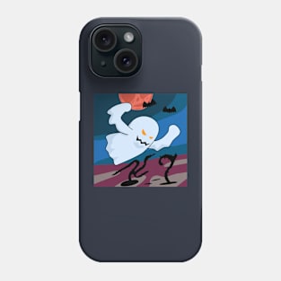 Strong boo ghost halloween with scary Skull Moon Phone Case