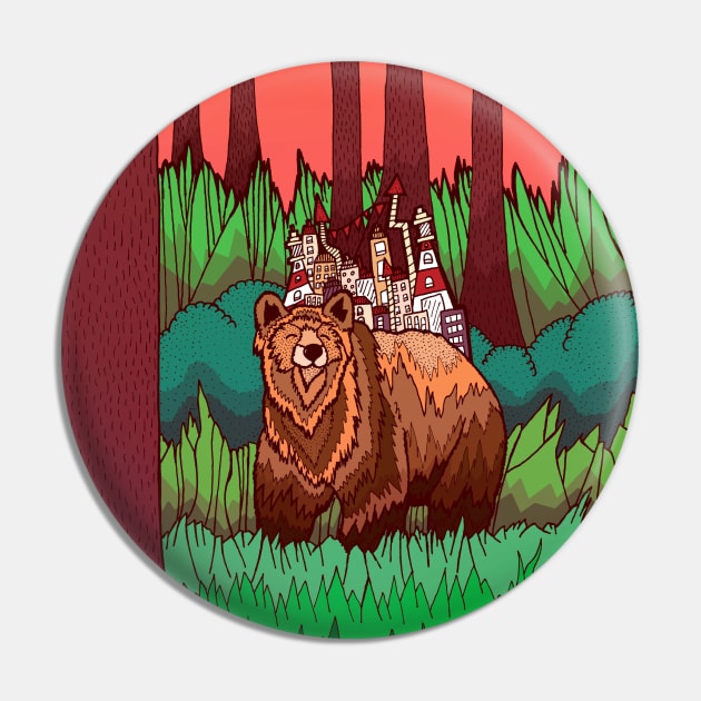 The forest and the bear Pin by Swadeillustrations