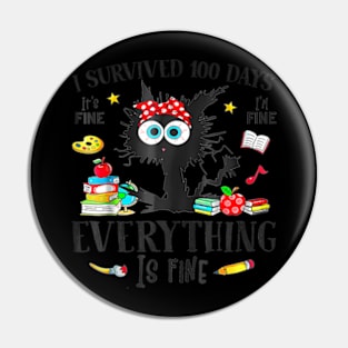 I Survived 100 Days Of School Teacher Kids Pin