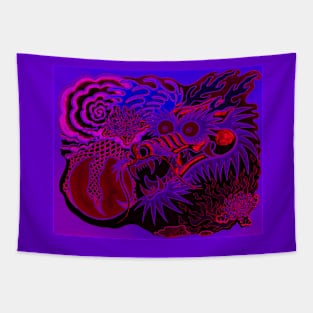 Neon Dragon With 4 Elements Variant 3 Tapestry