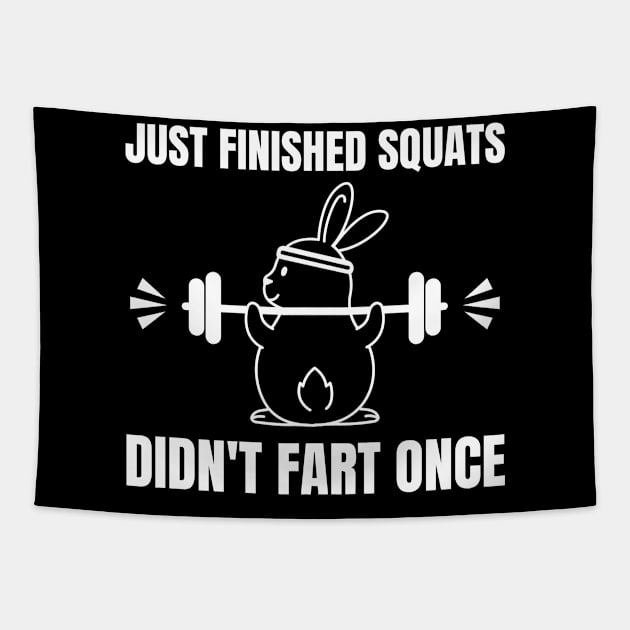 Funny Bunny Workout Squats Gym Wear Tapestry by BuddyandPrecious