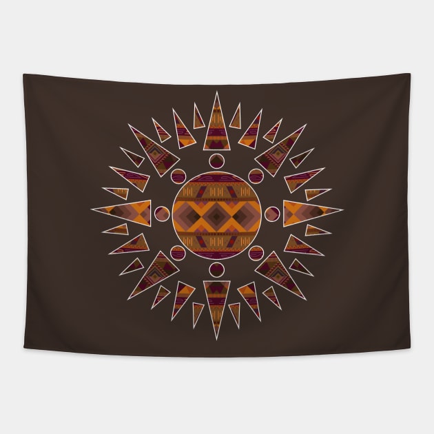 Native American pattern design Earth colours Inside a Sun Tapestry by JDP Designs