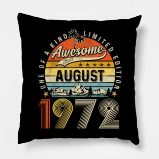 Awesome Since August 1972 Vintage 51st Birthday Pillow