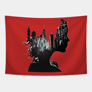 City Girl Silhouette Tapestry