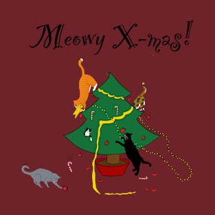 Meowy X-mas mayhem - no background T-Shirt