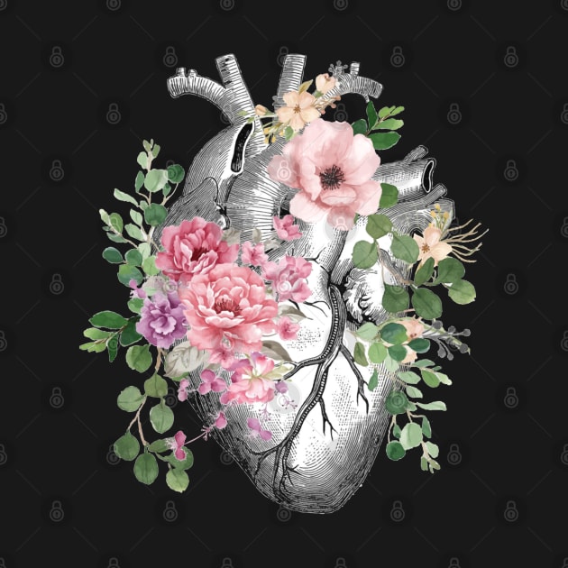 Bloom Floral Heart Human Anatomy by Collagedream