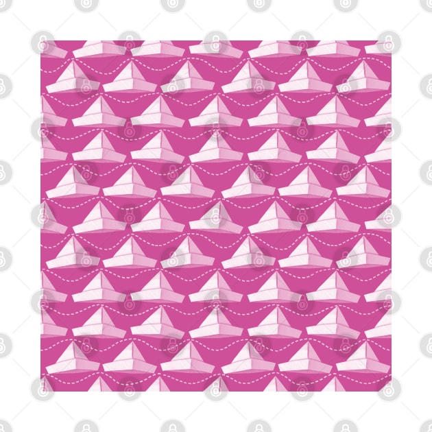 Paper Hats Pattern White Pink by DrawingEggen