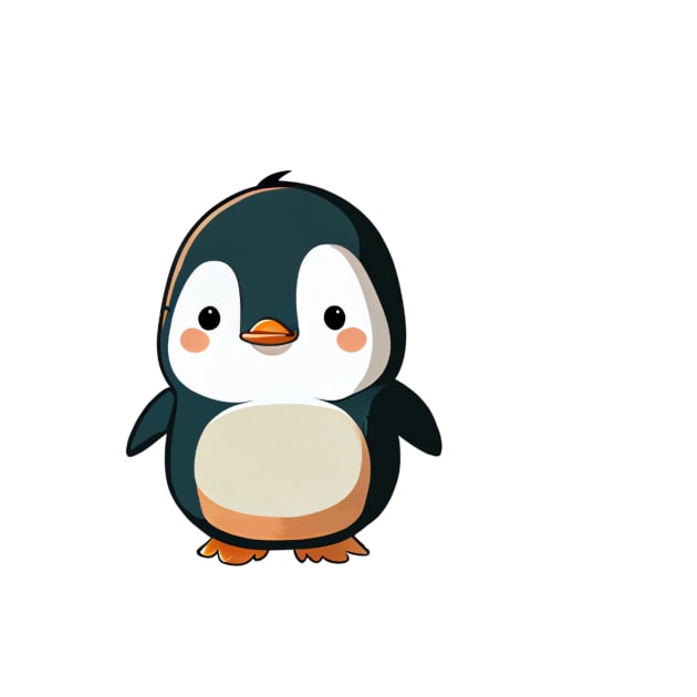 Cute Kawaii Penguin Cartoon by BotanicalWoe