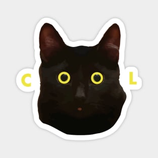 Cool black cat yellow eyes Magnet