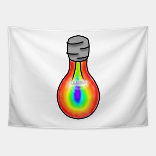 Brightly coloured rainbow light bulb Tapestry