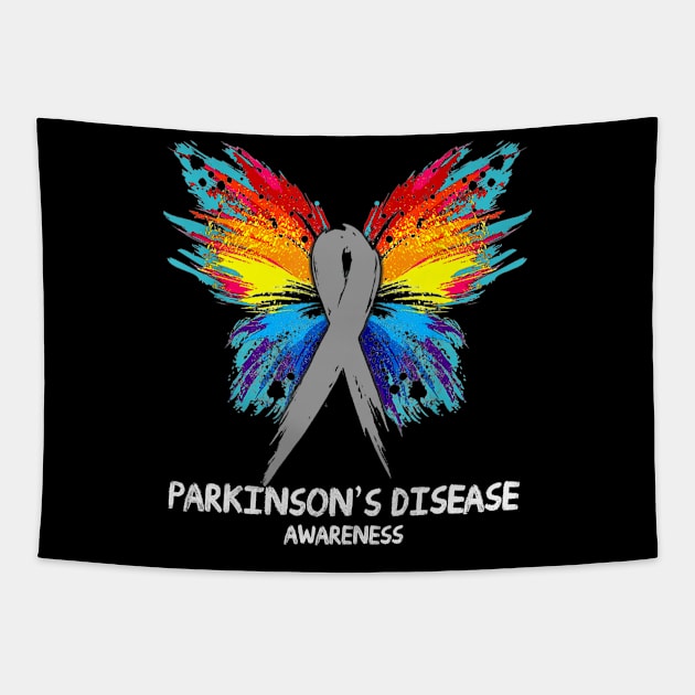 PARKINSON'S DISEASE Awareness butterfly Ribbon Tapestry by Fowlerbg