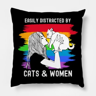 Easily distracted by cats and women lesbin pride Pillow