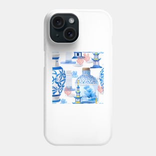 Red corals and chinoiserie jars Phone Case