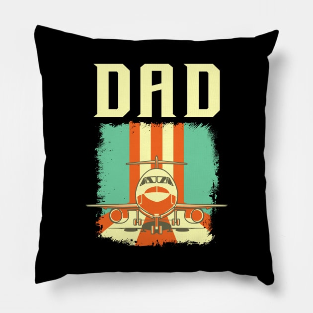 Retro Airplane Pilot Dad Plane Aviation Father Pillow by theperfectpresents