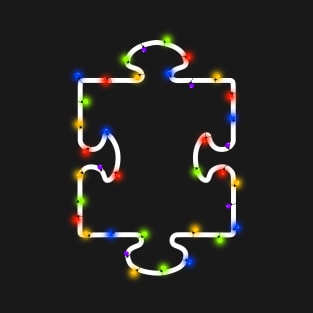 Puzzle Piece Autism Christmas Lights T-Shirt