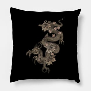 Dragon and Flowers Pillow