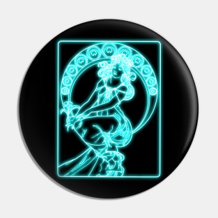 Alphonse Mucha blue Neon Pin