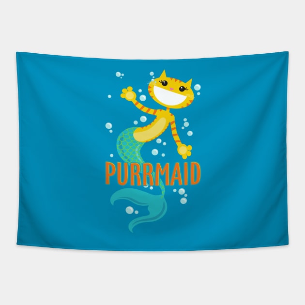 Purrmaid Tapestry by DavesTees