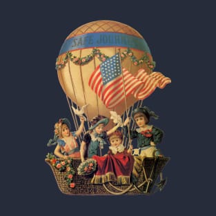 Vintage Hot Air Balloon with Children, Safe Journey T-Shirt