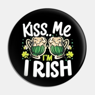 Saint Patrick's Day Shamrock Drinking Kiss Me I'm Irish Meme Pin