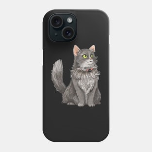 Fluffy Grey Cat Pet Portrait Phone Case