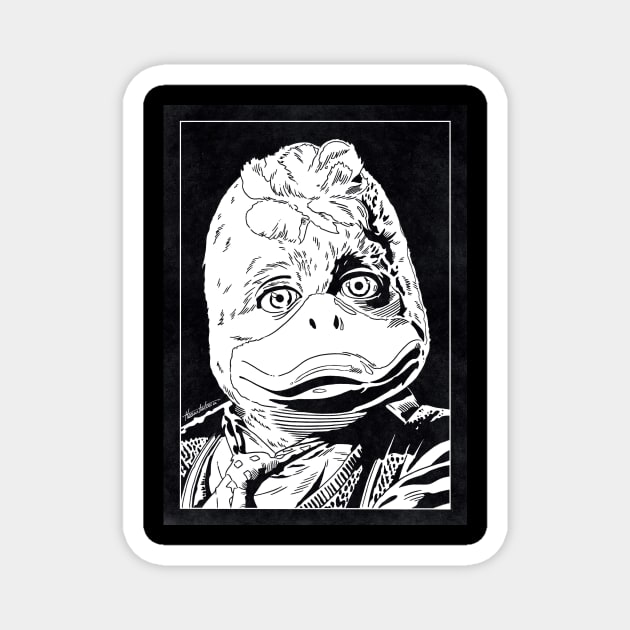 HOWARD THE DUCK (Black and White) Magnet by Famous Weirdos