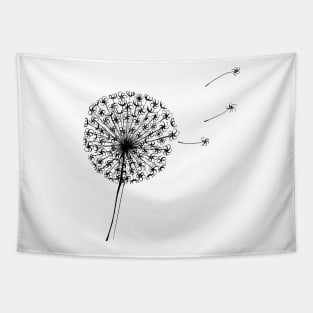 Dandelion Clock Black and White Drawing Tapestry