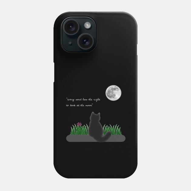 Cat Looking at The Moon Phone Case by Hindone