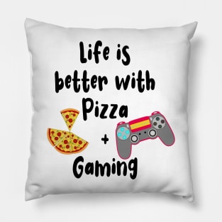 Pizza and Gaming is my life Funny Meme Pillow