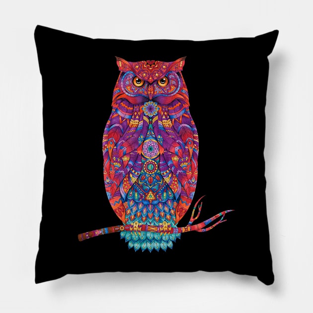 Owl Bird.Colorful owl Pillow by Breshka