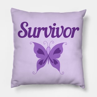 Purple Ribbon Awareness Gift Butterfly Thyroid Cancer Survivor Gift Eating Disorders Domestic Violence Pillow