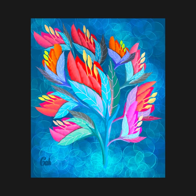 Tropical Flower in Blue by CATiltedArt