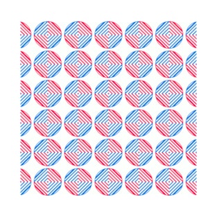 Red White and Blue Geometric Circle Check Pattern High Res 300 DPI T-Shirt