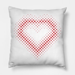 Heart Shape Halftone Dot Red Heart Pattern Pillow