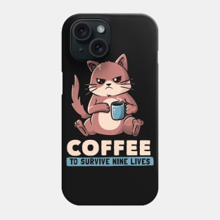 Coffee To Survive Nine Lives Funny Cute Cat Phone Case